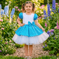 Sky blue Party Frock for Girls M260279
