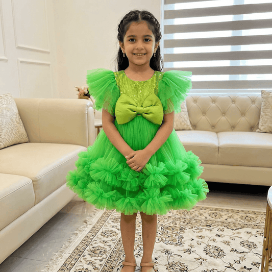 Green Party Frock for Girls M260284