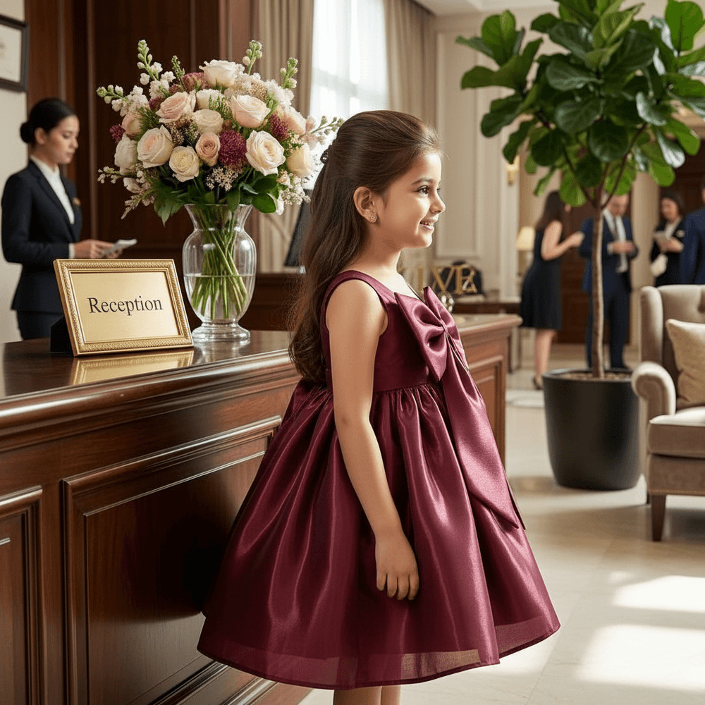 Maroon Party Frock for Girls M260287