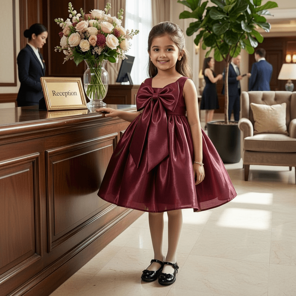 Maroon Party Frock for Girls M260287