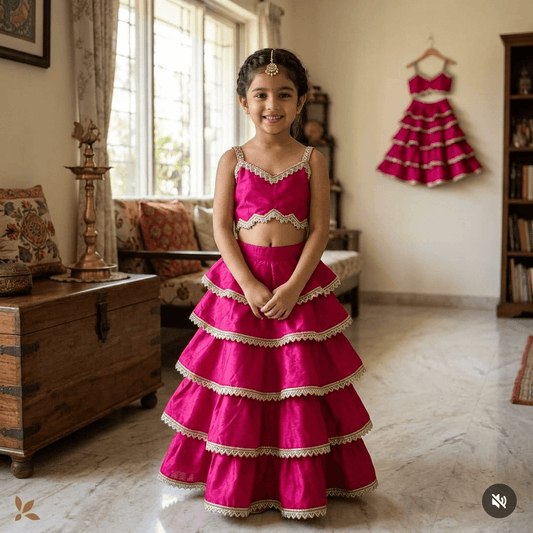 Magenta Party Lehenga set for Girls M260289