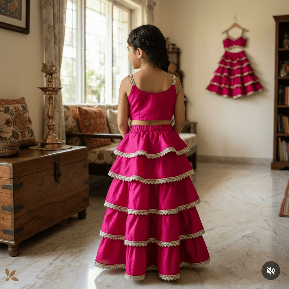Magenta Beautiful Lehenga set for Girls M260289