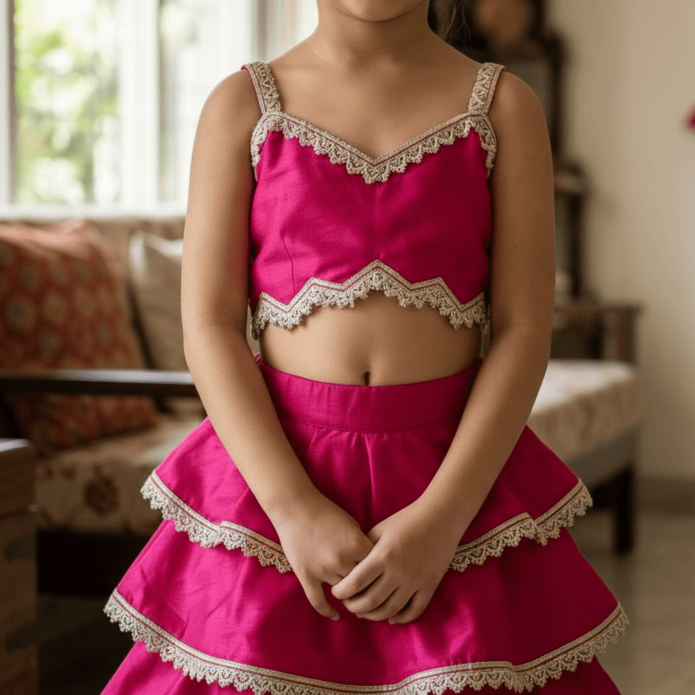 Magenta Beautiful Lehenga set for Girls M260289