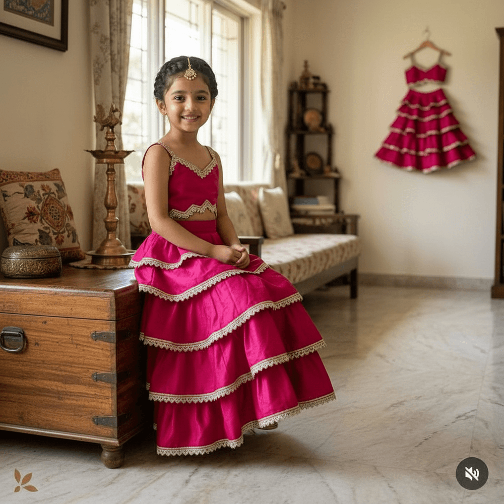 Magenta Beautiful Lehenga set for Girls M260289