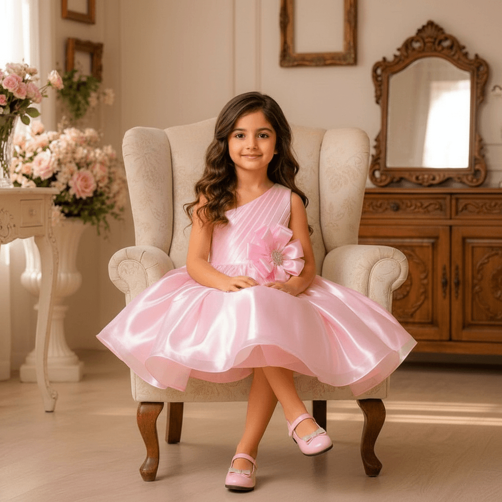 Girls Designer pink Party frock M260292
