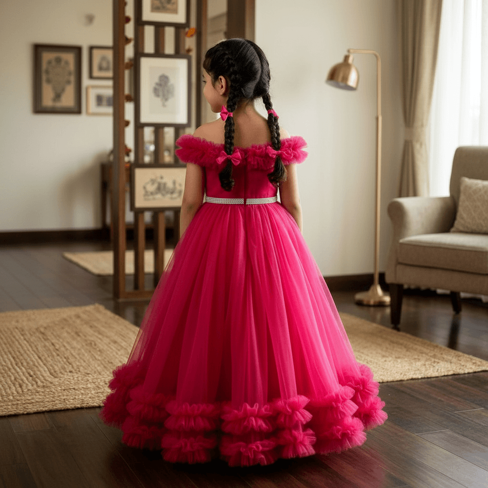 Girls Designer magenta Party Gown M260291
