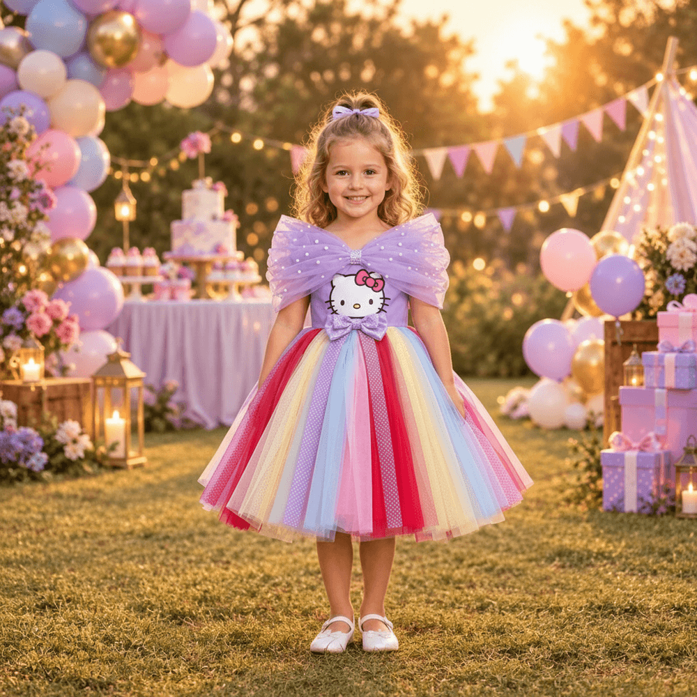Purple Hello Kitty Party Frock for Girls M260294