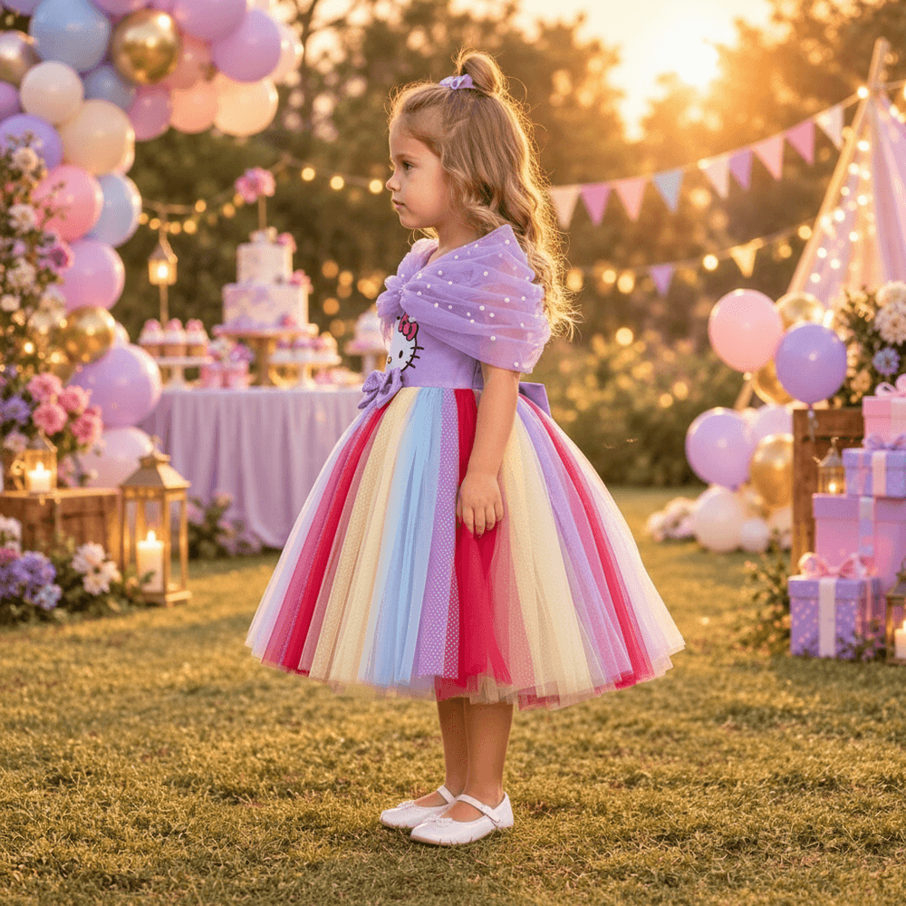 Purple Hello Kitty Party Frock for Girls M260294