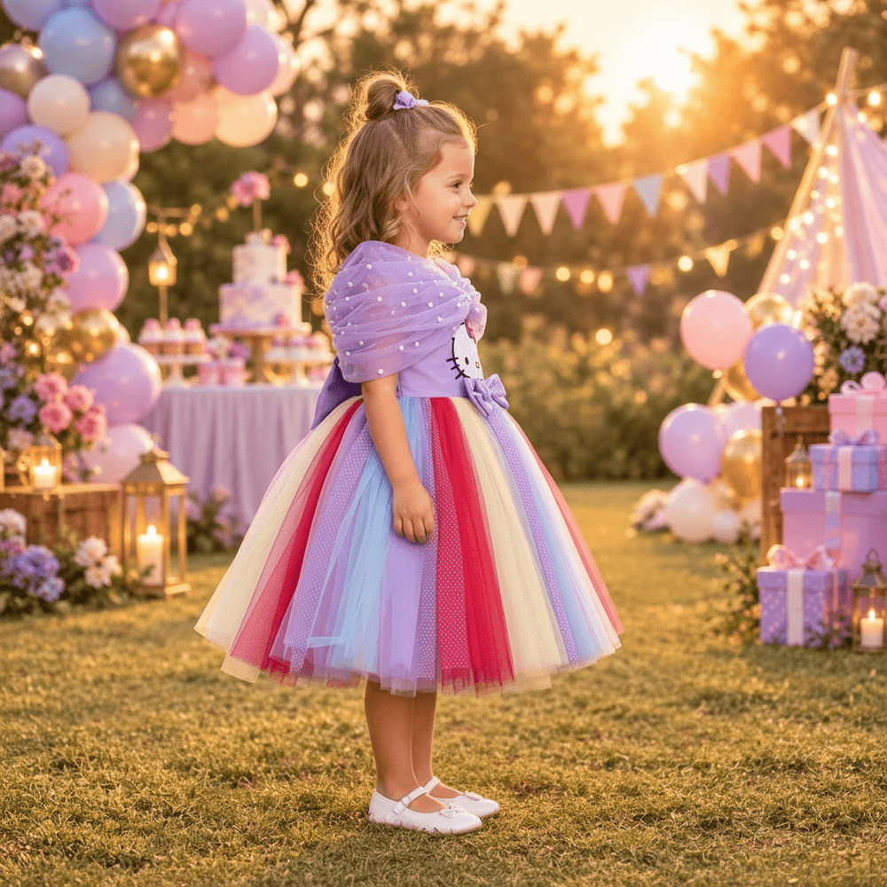 Purple Hello Kitty Party Frock for Girls M260294