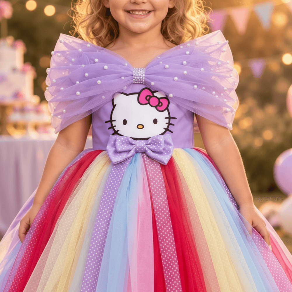 Purple Hello Kitty Party Frock for Girls M260294
