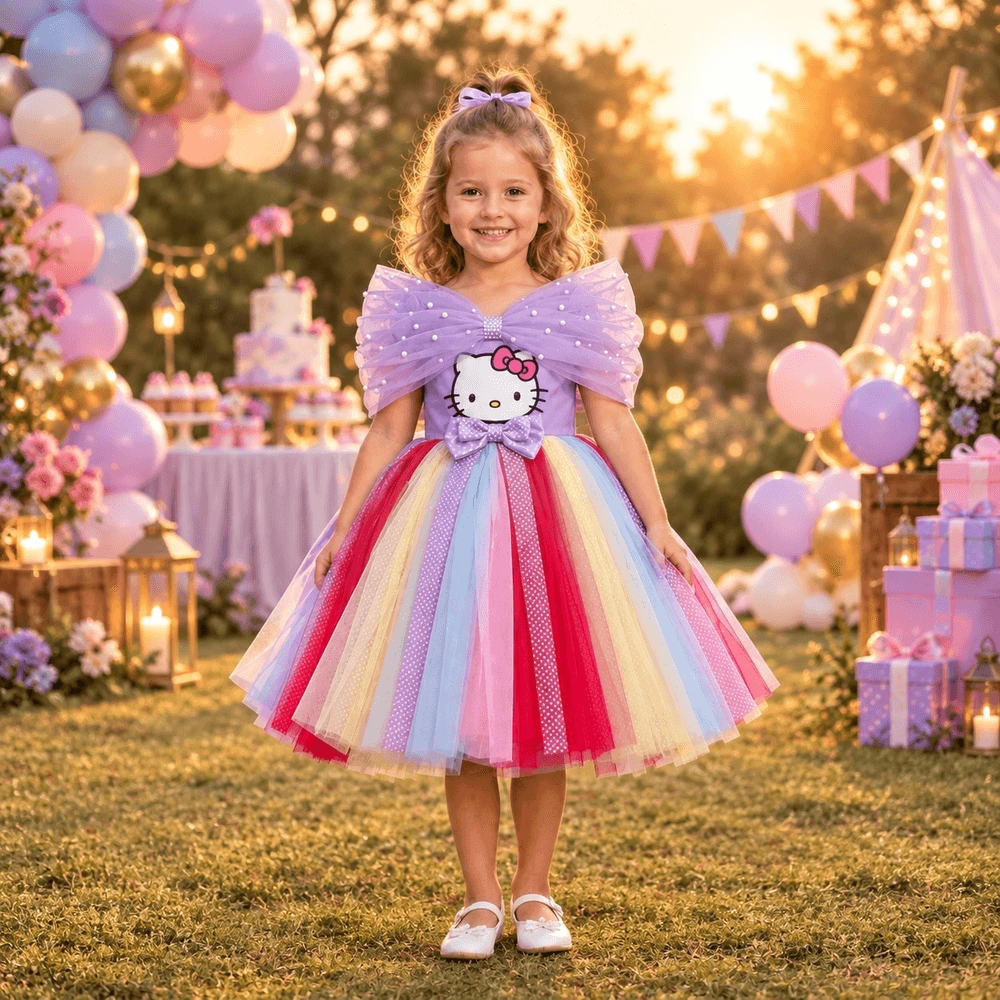 Purple Hello Kitty Party Frock for Girls M260294