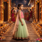 Net Crop-Top Lehenga Choli Set with Dupatta for Girls M260098