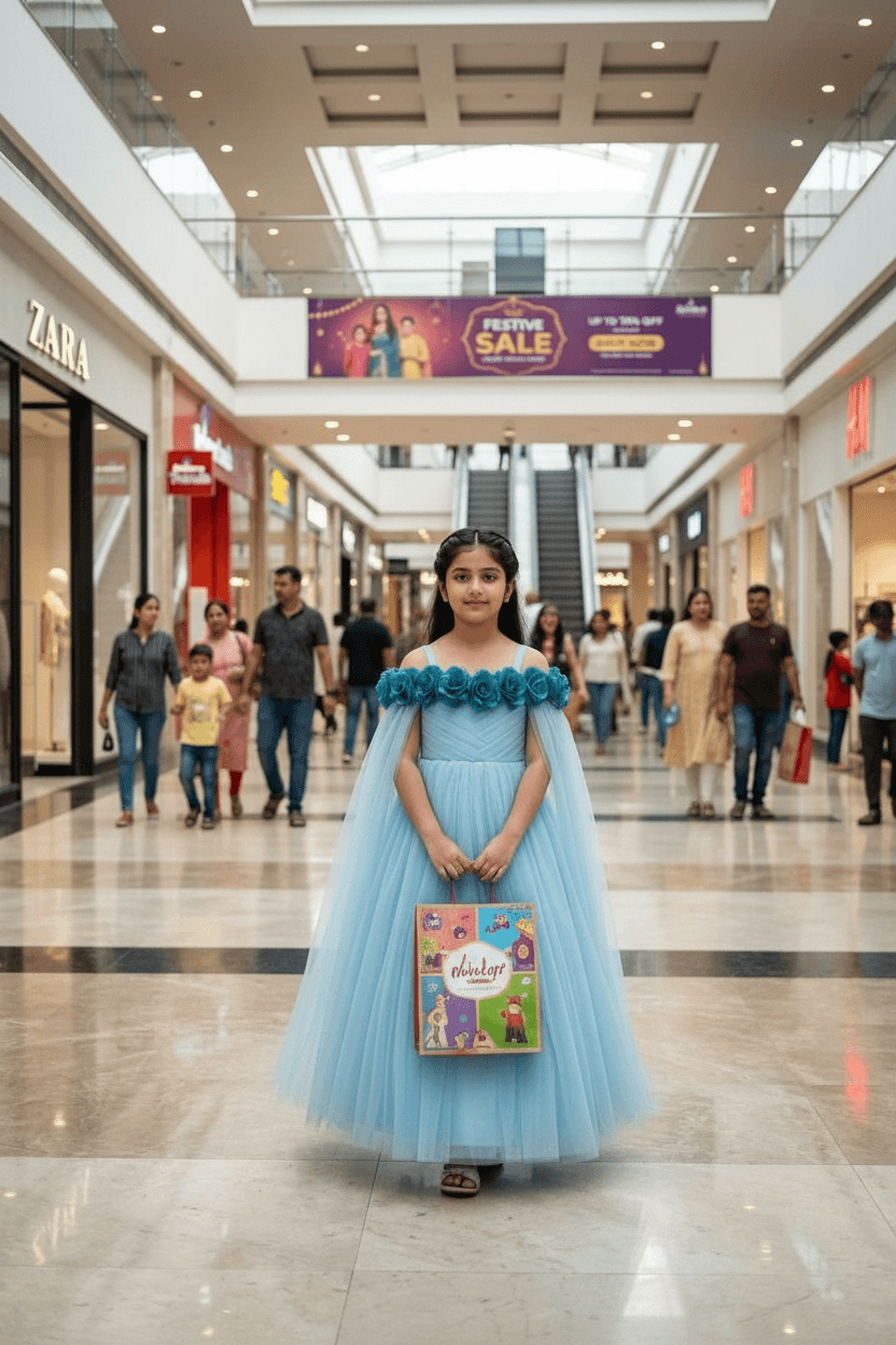 Blue net frock M260035