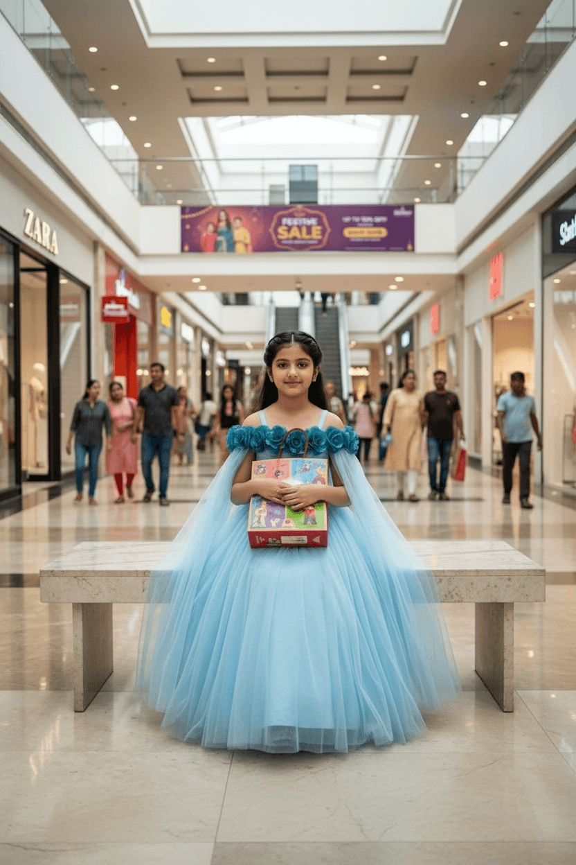 Blue net frock M260035
