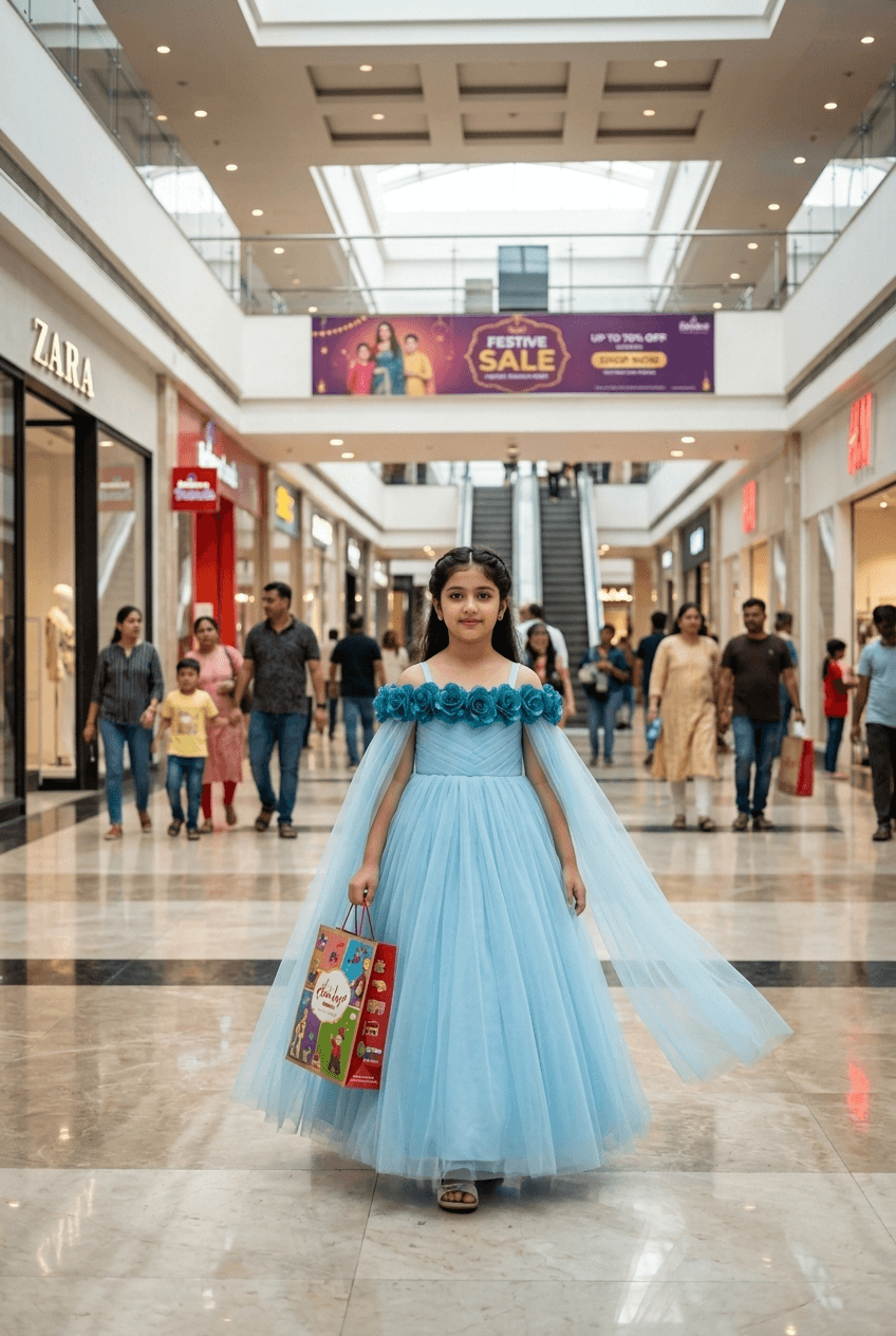 Blue net frock M260035