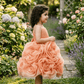 Peach Tulle Organza Party Frock for Girls M260061