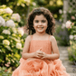 Peach Tulle Organza Party Frock for Girls M260061