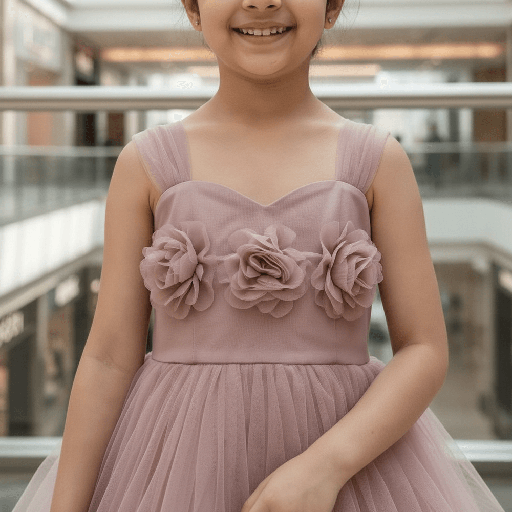 Champagne Tulle Princess Party Frock for Girls M260110
