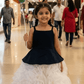 Chic Black & White Casual Frock with Ruffle Trim & Comfortable Fit for Girls M260132