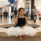 Chic Black & White Casual Frock with Ruffle Trim & Comfortable Fit for Girls M260132