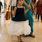 Chic Black & White Casual Frock with Ruffle Trim & Comfortable Fit for Girls M260132