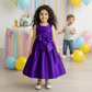 Charming Purple Casual Dress with Tiered Layers & Playful Design for Girls M260199