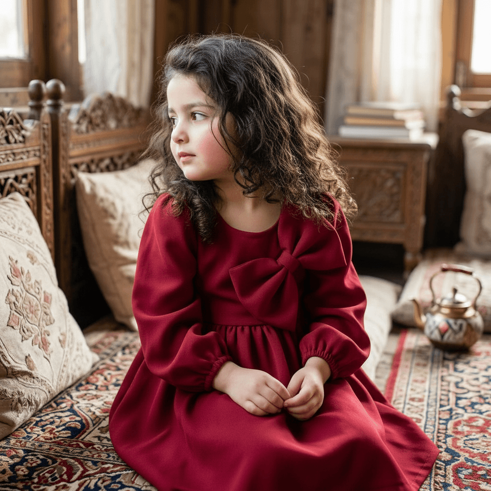 Maroon Beautiful Party Dress for Girls m260297