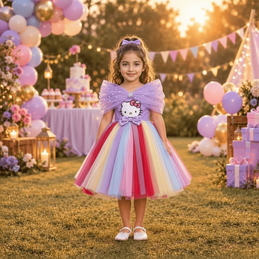 Purple Hello Kitty Party Frock for Girls M260294
