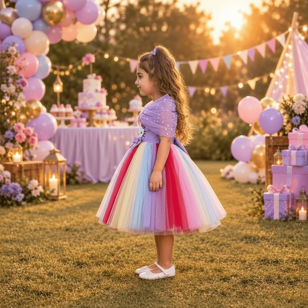 Purple Hello Kitty Party Frock for Girls M260294