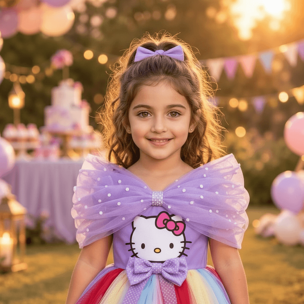 Purple Hello Kitty Party Frock for Girls M260294