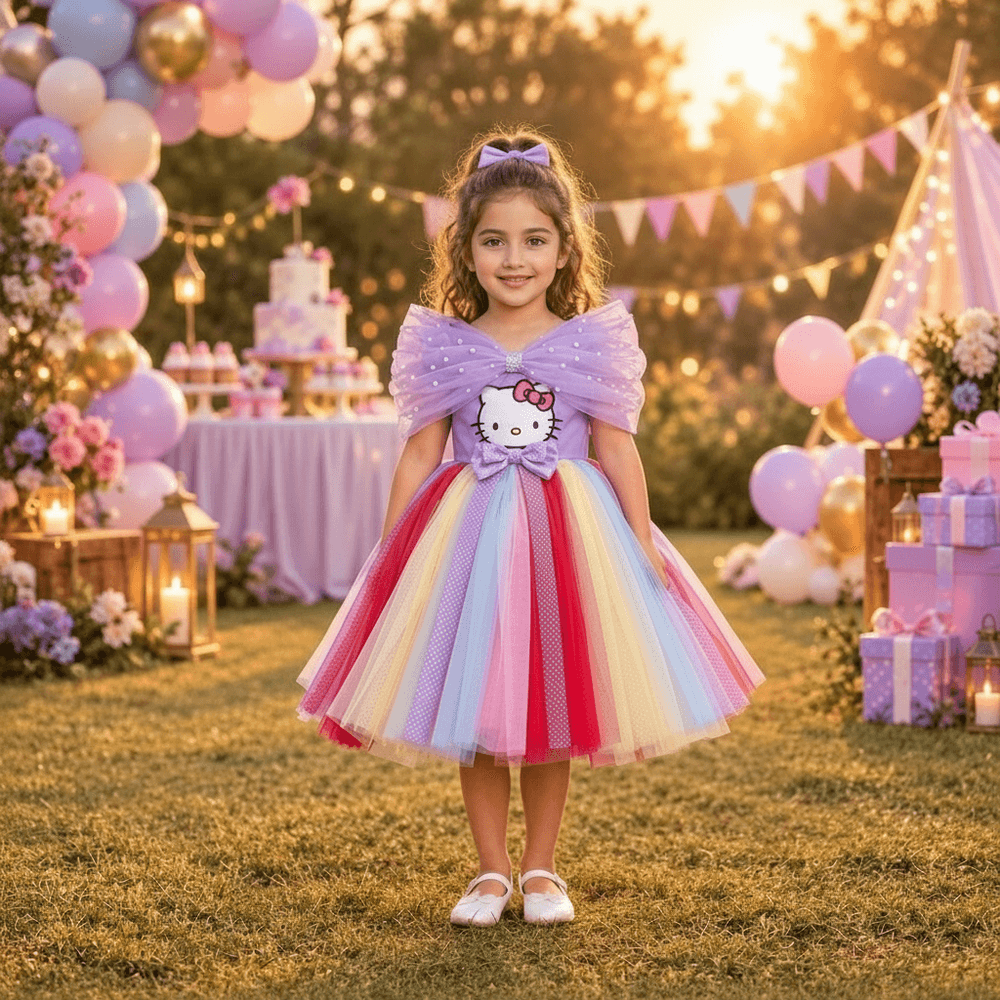 Purple Hello Kitty Party Frock for Girls M260294
