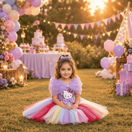 Purple Hello Kitty Party Frock for Girls M260294