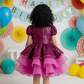 Magenta Sequin Peplum Party Frock for Girls M260064
