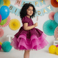 Magenta Sequin Peplum Party Frock for Girls M260064