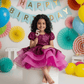 Magenta Sequin Peplum Party Frock for Girls M260064
