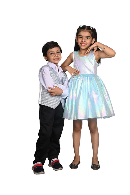 Sibling set in blue and black