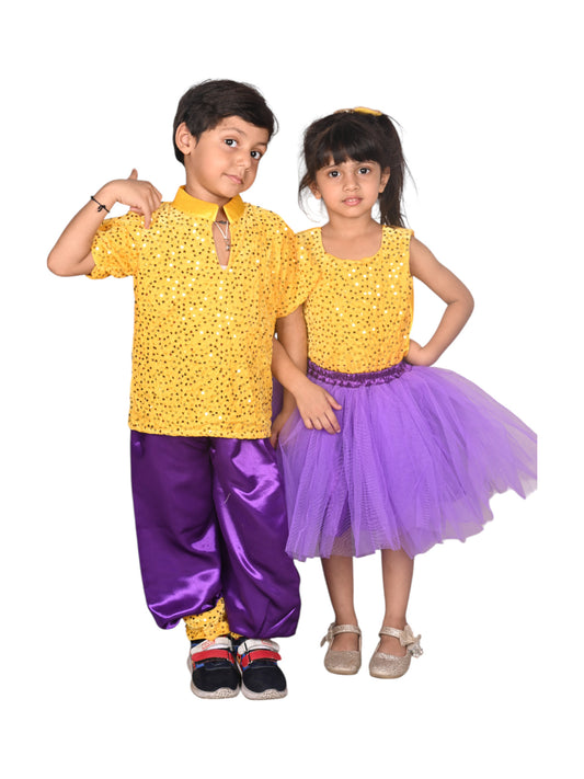 Sibling set in yellow and purple