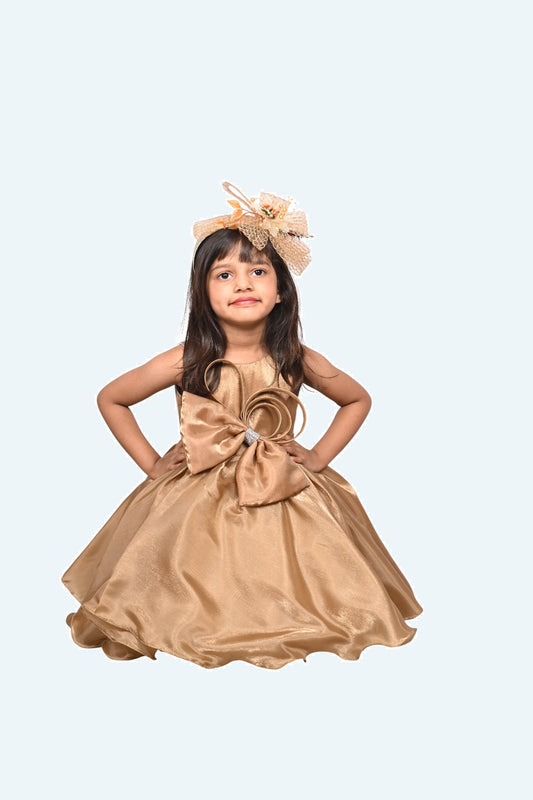 Girls Copper Tulle Party Dress, Shoulder Straps Layered skirt, knee length