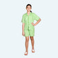Girls Green stripes night suit set with shorts