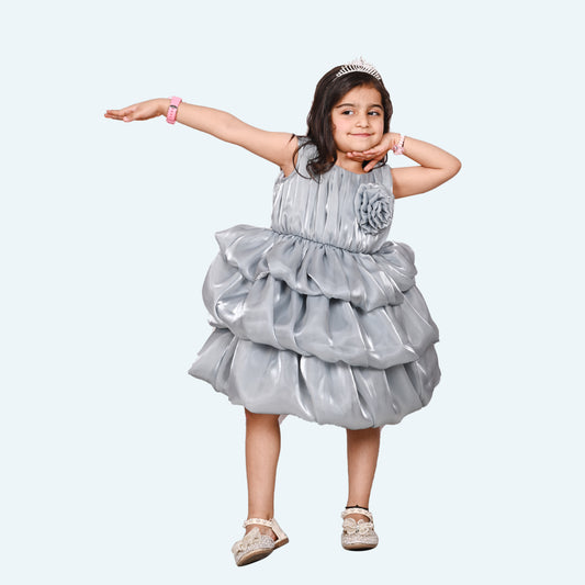 Girls Grey Tulle Party Dress, Sleeveless Layered skirt, knee length