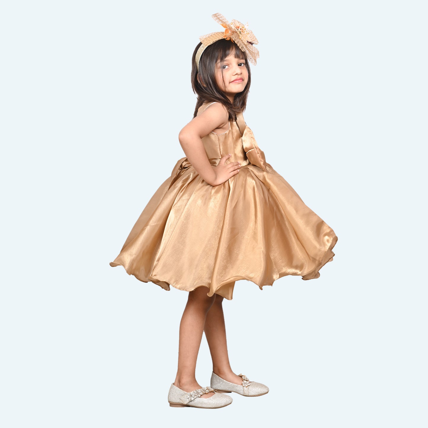 Girls Copper Tulle Party Dress, Shoulder Straps Layered skirt, knee length