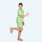Girls Green stripes night suit set with shorts