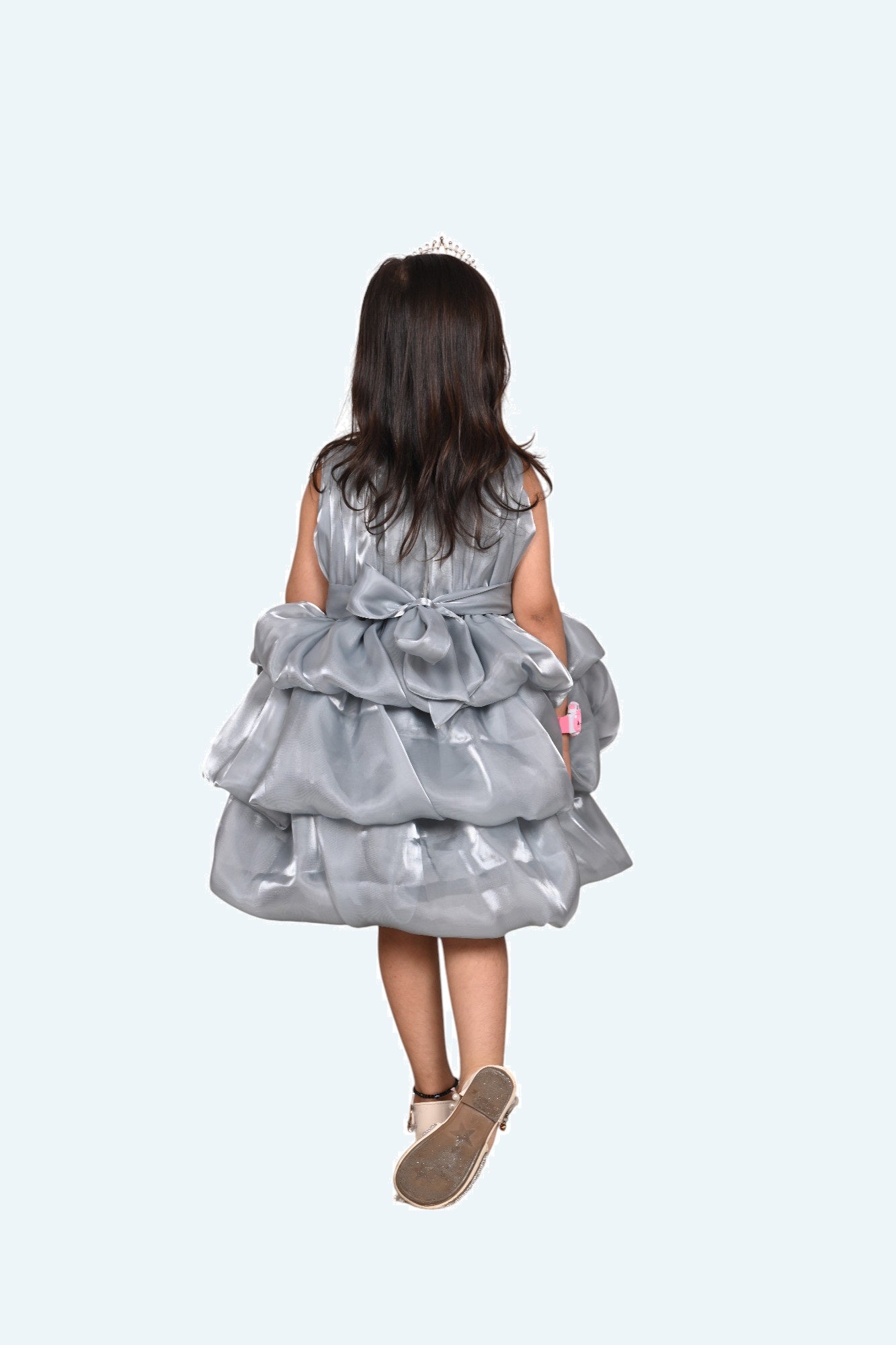 Girls Grey Tulle Party Dress, Sleeveless Layered skirt, knee length