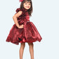 Girls Maroon one shoulder Party frock