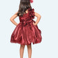 Girls Maroon one shoulder Party frock