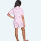 Girls Pink printed night suit set with shorts