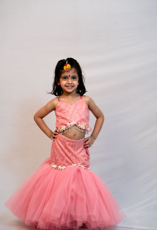 Sleeveless Lehenga Choli Set For Girls