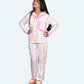 Girls white printed night suit set