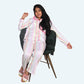 Girls white printed night suit set