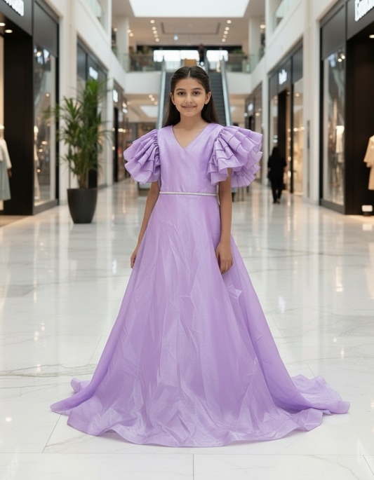 Girls purple Gown length Party dress m250290